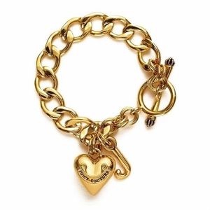 Juicy Couture Gold Pave Heart Charm Bracelet